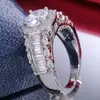 Anel quadrado de noivado moda europeia e americana estilo princesa micro cravejado com zircônia anel feminino r5718