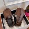 Mules Retro de Salto Grosso Fechadas no Dedo para Mulheres Outono 2025, Calçados Slip-On Preguiçosos Estilo Birkenstock para Aumentar a Altura para Mulheres