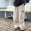 Calça Cargo Reta Grossa de Lã Tendência de Inverno Aimobeibei para Meninos e Meninas, Punhos Quentes e Ajustáveis, Calça Longa de Caimento Solto