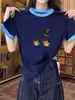 2025 Nuevo Estilo de Verano Divertido Diseño de Estampado de Perro Camiseta de Manga Corta para Mujer Nicho Versátil Casual Prenda Exterior Camiseta