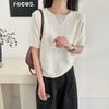 Camiseta de punto Tencel de manga corta, moderna y única, para mujer, Nuevo estilo coreano de verano 2026, Corte holgado, Top básico adelgazante