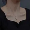 Collar con Cuentas de Pan de Albaricoque de Plata de Ley S925 para Mujer Verano Lujo Ligero Moda Cadena de Clavícula de Gama Alta Colgante de Bolsa de la Fortuna para el Cabello