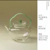 Tetera de Vidrio de Borosilicato con Lirio del Valle y Asa, Tetera Pequeña de Vidrio con Filtro, Tetera Doméstica, Olla para Preparar Té, Juego de Té