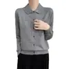 Cárdigan para ir al trabajo con bolsillos, para mujer, corte holgado casual, ajuste slim, cálido, estilo perezoso, cortavientos, de lana, en color verde matcha y negro