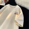 Camisetas Redondas de Manga Curta com Estampas Modernas Transfronteiriças para Homens e Mulheres no Verão, Tops Versáteis Casuais Largos Estilo Americano de Meia-Manga para Casais