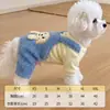 Nuevos overoles lindos de felpa teddy de cuatro patas para mascotas de otoño e invierno, ropa gruesa y cálida para perros mascotas al por mayor