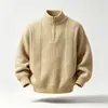 2026 Suéter de Invierno Transfronterizo para Hombre con Cuello Alto y Media Cremallera, Pulóver Jacquard de Moda, Tejido de Punto, Suéter Básico Casual