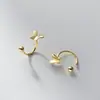 Pendientes Dulces de Mariposa de Plata de Ley S925 Nalan Estilo Coreano Simples y Elegantes Lindos Pendientes Lisos con Rosca M00275