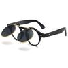 Gafas de Sol Retro Flip 8008 Punk Steam Redondas Doble Capa Fabricante Venta al por Mayor Tendencia Europea y Americana