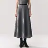 Falda Larga de Lana Mezclada de Nuevo Estilo Otoño e Invierno para Mujer, Falda Larga de Línea A Adelgazante de Cintura Alta, Engrosada