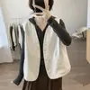 Jaqueta Colete de Algodão Feminina, Novo Estilo Primavera e Outono, Caimento Solto, Decote V Emagrecedor, Design Simples e Único, Colete de Trabalho