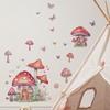 FX-E286 Pegatina de pared con diseño de seta rosa y dibujos animados para decoración de pared de dormitorio infantil