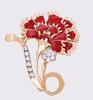 Broche de pino de diamante de liga de zinco com gota de óleo personalizado para o dia das mães, broche de cravo, atacado de fábrica