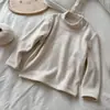 [En Stock] Camiseta Térmica de Lana de Oveja de una Pieza para Niñas, Invierno Nuevo, con Cuello Alto Medio Engrosado para Niños