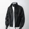 Nova jaqueta masculina com gola reversa, casaco de couro PU, veludo cotelê, corte solto, estilo moderno de Hong Kong, versátil, adequada para transmissões ao vivo no TikTok, vestuário casual masculino