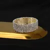 Acessório de moda estilo coreano 2026 pulseira elástica de cristal com strass multicamadas pulseira de contas largas para mulheres pulseira de pulso com diamantes brilhantes vintage