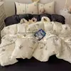 Juego de Ropa de Cama de Algodón Grado Madre y Bebé Clase A de Cuatro Piezas Sábana de Cama 100% Algodón Funda Nórdica Funda de Almohada Faldón de Cama Juego de Tres Piezas para Dormitorio de Estudiante 4