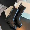 Primeiro Encontro Ji Retro Cano Largo Salto Grosso Meio da Panturrilha Cavaleiro Ocidental Botas Curtas Femininas Outono Inverno Temporada Botas Martin