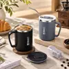 Taza de acero inoxidable 304 con tapa, taza de café de doble pared, vaso para beber para uso en la oficina, taza de té elegante