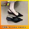 2026 Novo Estilo Elegante Salto Agulha Decotado Sandálias de Dedo Único Estilo Socialite Francesa Bico Fino Deslumbrante Sandálias Fechadas com Tira no Tornozelo