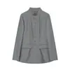 Moda feminina europeia e americana transfronteiriça, best-seller do AliExpress: blazer elegante casual retrô com gola alta e acinturado