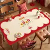 Toalha de mesa de Ano Novo vermelha, à prova d'água, à prova de óleo, lavável, resistente ao calor, tapete de mesa, toalha de mesa para mesa de centro com atmosfera do Ano do Cavalo, tapete de proteção para mesa