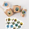 Hk094-T Pegatinas Redondas Decorativas de Gato Negro, Pegatinas Selladoras Autoadhesivas para Sobres de Tarjetas de Felicitación, Pegatinas Decorativas de Noche Estrellada