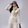 Chaqueta de Yoga de Alta Elasticidad para Mujer, Corta, Adelgazante, Transpirable, Manga Larga, Cardigan con Cremallera, Conjunto de Top para Fitness y Running