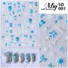 Estilo Ins Pegatinas para Uñas 5D en Relieve Caricatura Graffiti Flores Estéreo Moño Estilo Francés Pegatinas Navideñas para Uñas