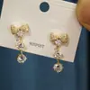 Pendientes de lazo con circonitas estilo celebridad de internet para mujer, Pendientes únicos y versátiles, Elegante regalo de vacaciones, Pendientes de borla de mariposa