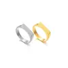 Anillos de Pareja Planos Largos en Forma de Tira Grabada de Acero Inoxidable 304, Estilo Simple Europeo y Americano, Personalizables con Logo, Anillos de Acero de Titanio