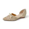 Versão em Pele de Ovelha ~5CM Salto Escondido Laço de Cadarço Respirável Vazado Sapatos de Uma Peça Femininos Estilo Retrô Malha Bico Fino Sapatos Baixos