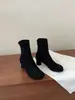 Botines Retro de Punta Redonda 2026 Otoño/Invierno Nuevos Botines de Gamuza con Cremallera Trasera para Mujer con Tacón Grueso Botines de Corte Ajustado