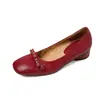 Zapatos Bajos Básicos para Viajar, Zapatos de Trabajo de Cuero Genuino Negro para Mujer, Nuevos Zapatos de Salón Modernos con Lazo y Tacón Grueso de 3 cm