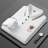 Camisa polo de algodão espessada com forro de lã Paul Winter, suéter masculino de manga comprida com lapela bordada, camisa de base quente