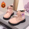 Botas Curtas de Princesa para Meninas 2025 Primavera e Outono Novas Botas Martin para Meninas Botas de Couro com Pelúcia Moda Infantil Mais Fáceis de Combinar Botas