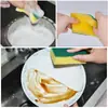Esponja de alta densidade dupla face com lado abrasivo pano de prato utensílios de cozinha escova de limpeza escova de panela artefato bloco mágico de limpeza