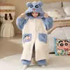 Pijama infantil outono e inverno 2024 meninos e meninas espessado jacquard pelúcia infantil desenho animado roupão calça conjunto
