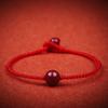 Pulsera de Cuerda Roja Natural de Cinabrio para Mujeres y Hombres, Pulsera Delgada Tejida a Mano para el Año del Conejo, Cuerda Roja Tejida Año del Dragón