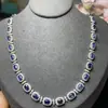 Collar de Zafiro Natural Piedra Principal de Gema de Sri Lanka 3x5mm, Azul Real Premium, Alta Claridad, Lleno de Fuego