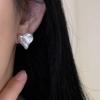 Aretes de Corazón de Diseño Retro para Mujer, Textura Artística, Patrón Martillado, Diseño de Nicho Simple, Aretes en Forma de Corazón, Aretes Ins