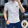 2024 nueva camiseta de verano de manga corta para hombre, polo para hombre de manga media con solapa, moda con cabeza de ciervo, camisa de calidad, moda