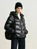 Chaqueta corta de plumón cómoda, ligera y sin presión con 95% de plumón de ganso blanco, abrigo cálido unisex con capucha para invierno 086