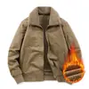 Chaqueta de algodón puro con cuello mao, engrosada, resistente a las arrugas y al desgaste, forrada de polar para invierno, estilo business casual, para hombres de mediana edad