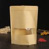 Saco de Papel Kraft HD com Janela Saco Autovedante Chá Noz Alimento Auto-sustentável Saco com Zíper Embalagem Selada Autovedante
