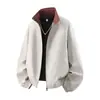 Chaqueta Americana Retro de Cuello Alto Holgada para Hombre de Primavera y Otoño, Abrigo Versátil Casual, Top de Moda Delgado y Elegante