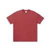 Camiseta de Algodão Puro 300g Tingida com Cera Lavada, Cor Sólida, Manga Curta Solta Casual de Verão, Pesada Respirável Atacado