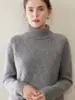 Outono e Inverno Novo Gola Alta Cor Pura Malha de Caxemira Camisa Básica Manga Longa Feminina Jacquard Diamante Suéter Grosso
