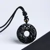 Collar de Jade Unisex Colgante de Seguridad Doble Pixiu de Obsidiana Natural Ágata Calcedonia Blanca Colgante de Seguridad Pixiu de la Fortuna