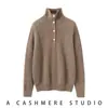 Nuevo cárdigan de cachemir 100% puro para otoño e invierno para mujer, abrigo suéter de punto de manga larga con cuello alto, nueva ropa de uso diario para otoño e invierno